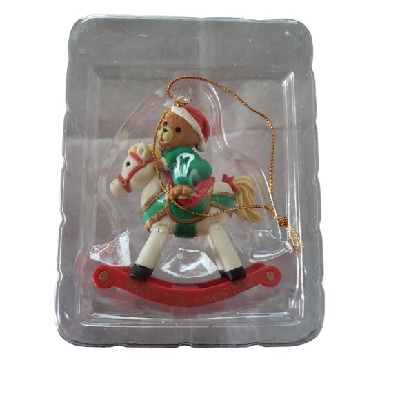 Boxed Vintage 1993 “Baby’s First Christmas” Bear on Rocking Horse Ornament - Picture 9 of 13